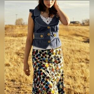 Anthropologie Edme & Esyllte Watercolor Polka Dot Skirt, VGUC, Size 10